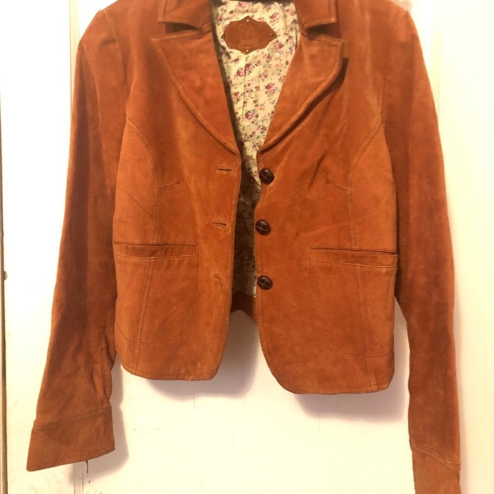 Wilson's leather rust orange suede blazer jacket - Picture 2 of 5